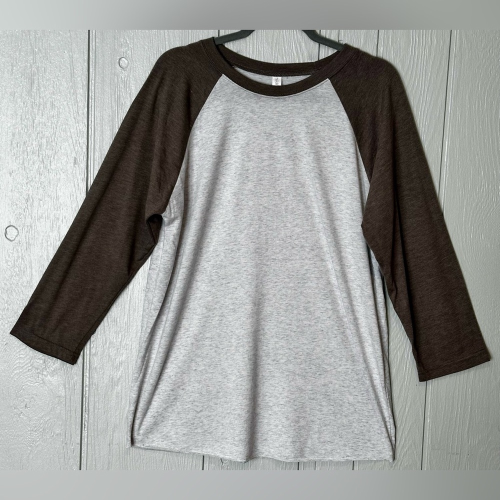 Next Level Apparel Gray & Brown Baseball Tee